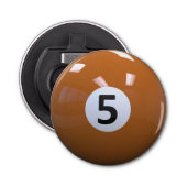 Orange No. 5 Billiard Pool Ball Flaschenöffner (Vorderseite)
