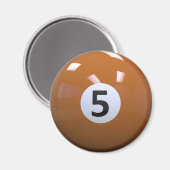 Orange No. 5 Billiard Pool Ball Magnet (Vorderseite/Rückseite)