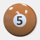 Orange No. 5 Billiard Pool Ball Magnet (Vorne)