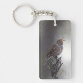 Orange Northern House Wren Bird Painting Initials Schlüsselanhänger (Vorderseite)