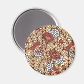 Orange Nouveau Floral Magnet (Vorderseite/Rückseite)