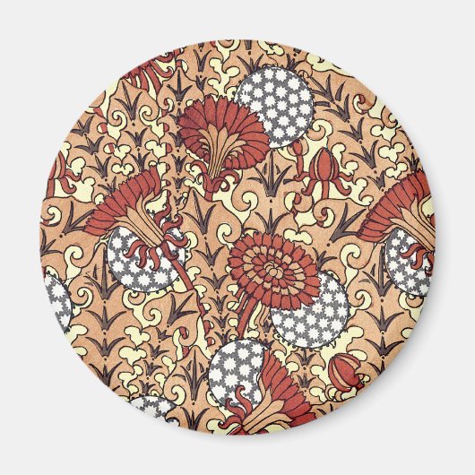 Orange Nouveau Floral Magnet (Vorne)