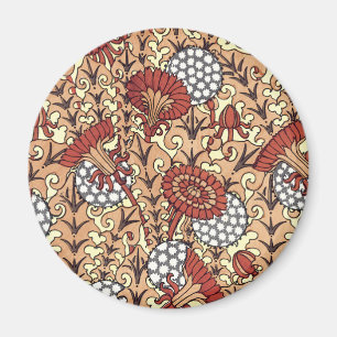 Orange Nouveau mit Blumen Magnet