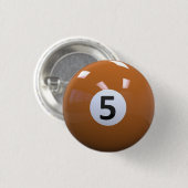 Orange Nr. 5- Billard-Pool-Ball Button (Vorne & Hinten)