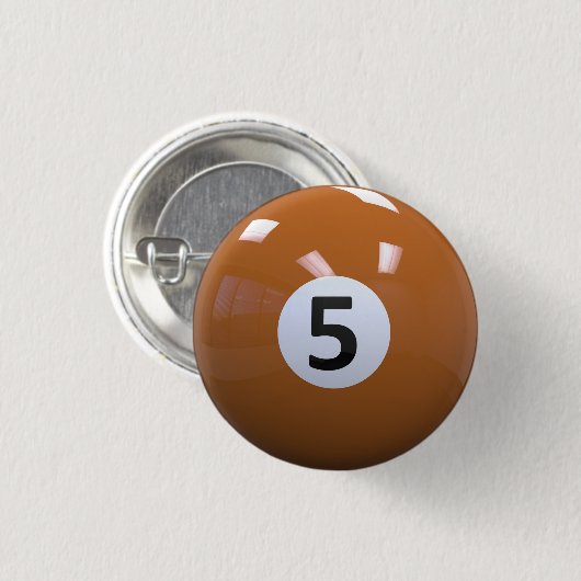 Orange Nr. 5- Billard-Pool-Ball Button (Vorne & Hinten)