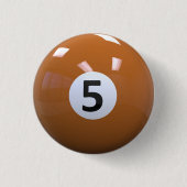 Orange Nr. 5- Billard-Pool-Ball Button (Vorderseite)
