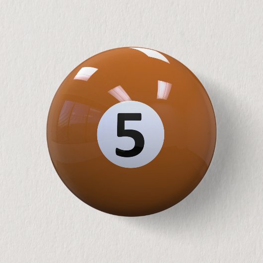 Orange Nr. 5- Billard-Pool-Ball Button (Vorderseite)