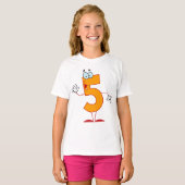 Orange Number 5 Girls T - Shirt (Vorne ganz)