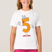 Orange Number 5 Girls T - Shirt (Vorderseite)