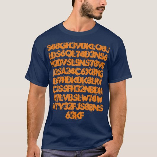 Orange Numbers Buchstaben Funky T - Shirt (Vorderseite)