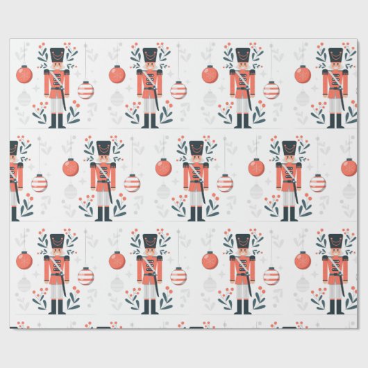 Orange Nutcracker Soldier Weihnachtswrapping Paper Geschenkpapier (Flach)
