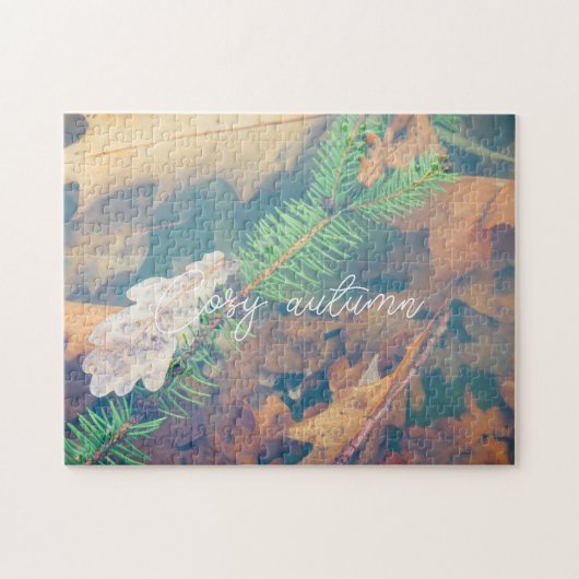 Orange oak leaves under the water  puzzle (Horizontal)