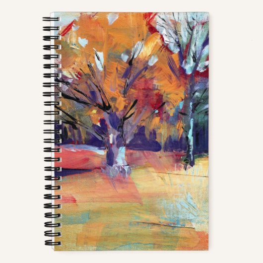 Orange Oak Tree Abstract Landscape Notizblock (Vorderseite)