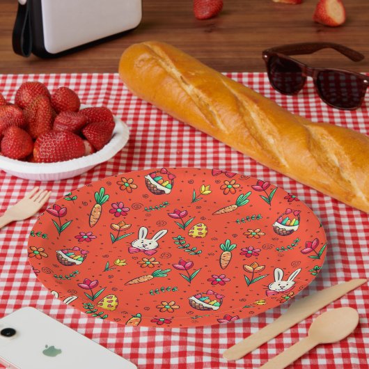 Orange Oaster Patternpapier-Teller Pappteller (Picknick)