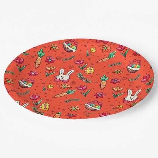 Orange Oaster Patternpapier-Teller Pappteller (Schrägansicht)