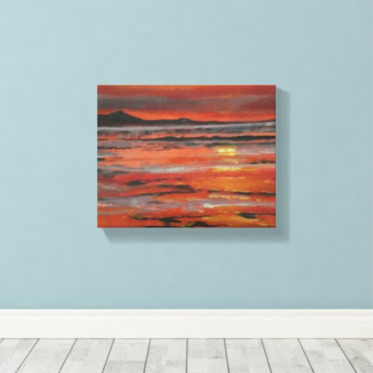 Orange Ocean Sunset Painting Leinwanddruck (Insitu (Holzboden))