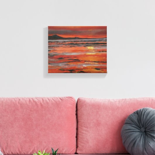 Orange Ocean Sunset Painting Leinwanddruck (Insitu (Wohnzimmer))