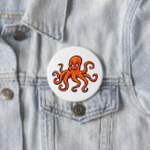 Orange Octopus Cartoon Ocean Sea Creature Button (Beispiel)