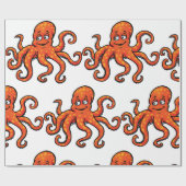 Orange Octopus Cartoon Ocean Sea Creature Geschenkpapier (Flach)