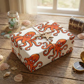 Orange Octopus Cartoon Ocean Sea Creature Geschenkpapier