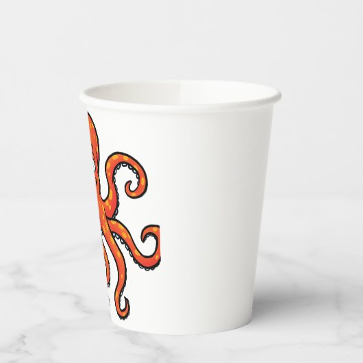 Orange Octopus Cartoon Ocean Sea Creature Pappbecher (Links)