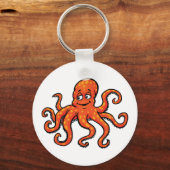 Orange Octopus Cartoon Ocean Sea Creature Schlüsselanhänger (Vorderseite)