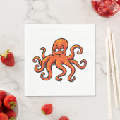 Orange Octopus Cartoon Ocean Sea Creature Serviette (Beispiel)