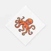 Orange Octopus Cartoon Ocean Sea Creature Serviette (Ecke)