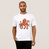 Orange Octopus Cartoon Ocean Sea Creature T-Shirt (Vorne ganz)