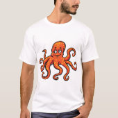Orange Octopus Cartoon Ocean Sea Creature T-Shirt (Vorderseite)