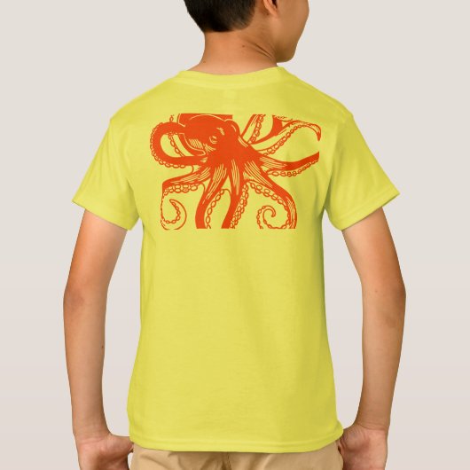 Orange Octopus Kids T-Shirt – Cute Sea Animal Tee (Rückseite)