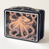 Orange Octopus Tentacels Tinte Metall Brotdose (Vorderseite)