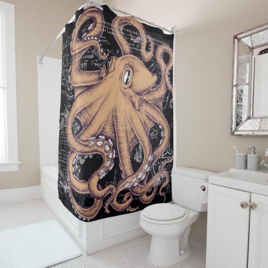 Orange Octopus Tentacles Tinte Duschvorhang (Beispiel)