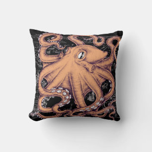 Orange Octopus Tentacles Tinte Kissen