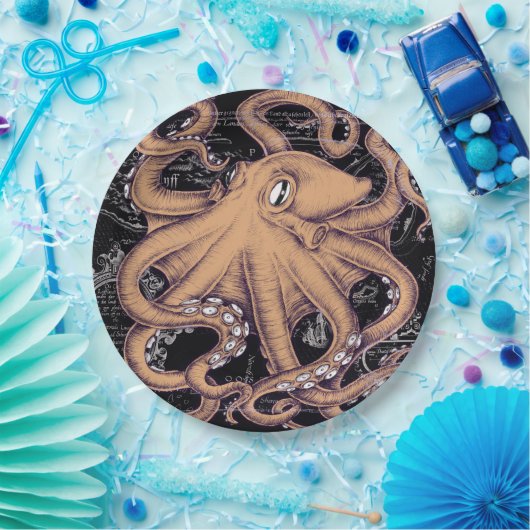 Orange Octopus Tentacles Tinte Pappteller (Party)