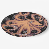 Orange Octopus Tentacles Tinte Pappteller (Schrägansicht)