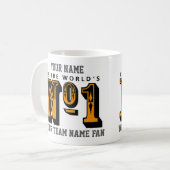 Orange oder Gold Shirts Nummer 1 Fußballfan Kaffeetasse (Vorderseite Links)