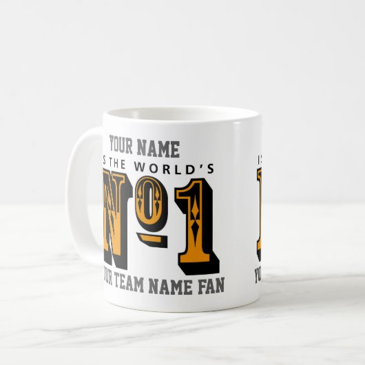 Orange oder Gold Shirts Nummer 1 Fußballfan Kaffeetasse (Vorderseite Links)