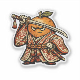 Orange Offizier — Lustige Frucht Hoher Samurai Aufkleber