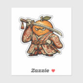 Orange Offizier — Lustige Frucht Hoher Samurai Aufkleber (Blatt)