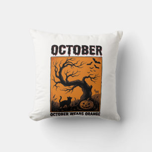 Orange Oktober Halloween Vintage Gruseliges Shirt Kissen