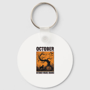 Orange Oktober Halloween Vintage Gruseliges Shirt Schlüsselanhänger
