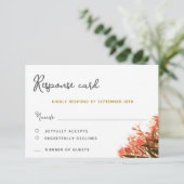 Orange Oleander Beach Floral Wedding RSVP Card (Stehend Vorderseite)
