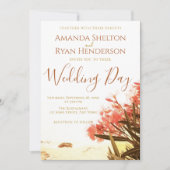 Orange Oleander Blume am Strand Hochzeit Einladung (Vorderseite)