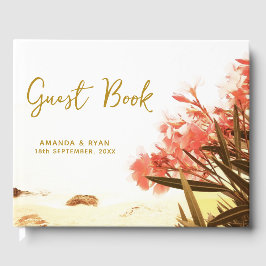Orange Oleander Blume am Strand Hochzeit Gästebuch