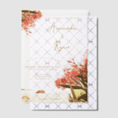 Orange Oleander Blume am Strand Hochzeit Pergament Einladungen (Versetzt (Einladung))