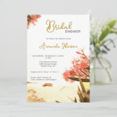 Orange Oleander Blume Beach Brautparty Einladung (Stehend Vorderseite)