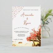 Orange Oleander Blume Beach Wedding Folieneinladung (Stehend vorne)