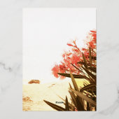 Orange Oleander Blume Beach Wedding Folieneinladung (Rückseite)