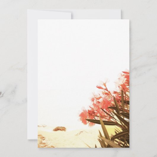 Orange Oleander Blume Beach Wedding Save The Date (Rückseite)